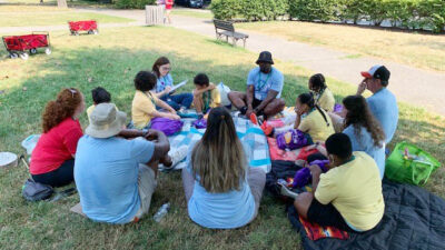 Camp Group visiting outside